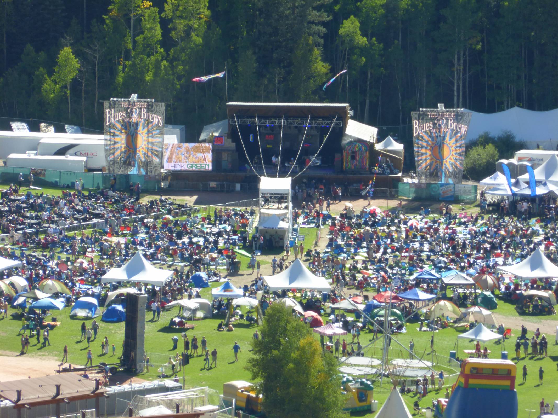 Telluride Blues & Brews Festival in Town Park viewed from Tomboy Road