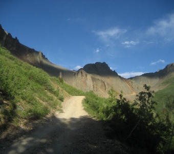 Ophir Pass Road climbing toward Ophir Pass in the San Juan Mountains