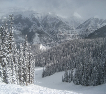 Joint Point covered in fresh snow in the Lift 9 terrain at Telluride Ski Resort