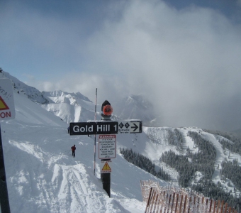 Gold Hill 1 extreme terrain entrance at Telluride Ski Resort on a snowy winter day