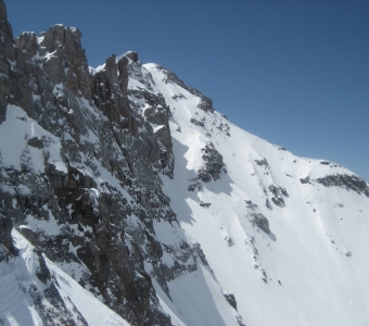 Palmyra Peak viewed from a Gold Hill chute at Telluride Ski Resort.