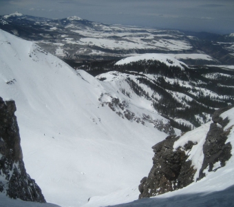 Gold Hill chute overlooking Prospect Bowl at Telluride Ski Resort.