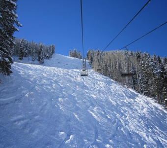 Lift 7 above the moguls of Stumper at Telluride Ski Resort.