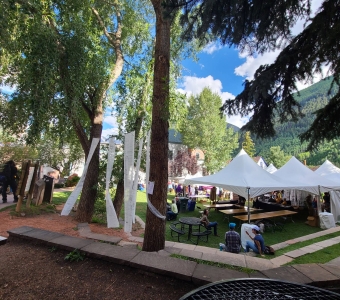 Telluride Mushroom Festival tents and activities in Elks Park in downtown Telluride.